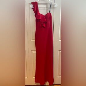 Windsor Red One Ruffled Arm Long Dress (As Is)